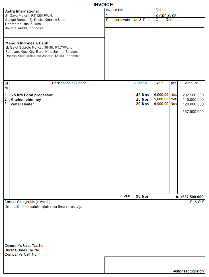 Create new invoice by using billing software in Indonesia