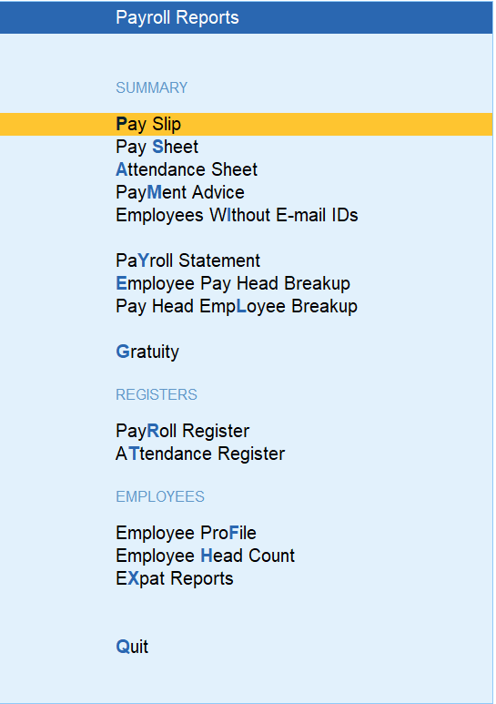 Payroll reports
