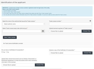 Identification of the applicant