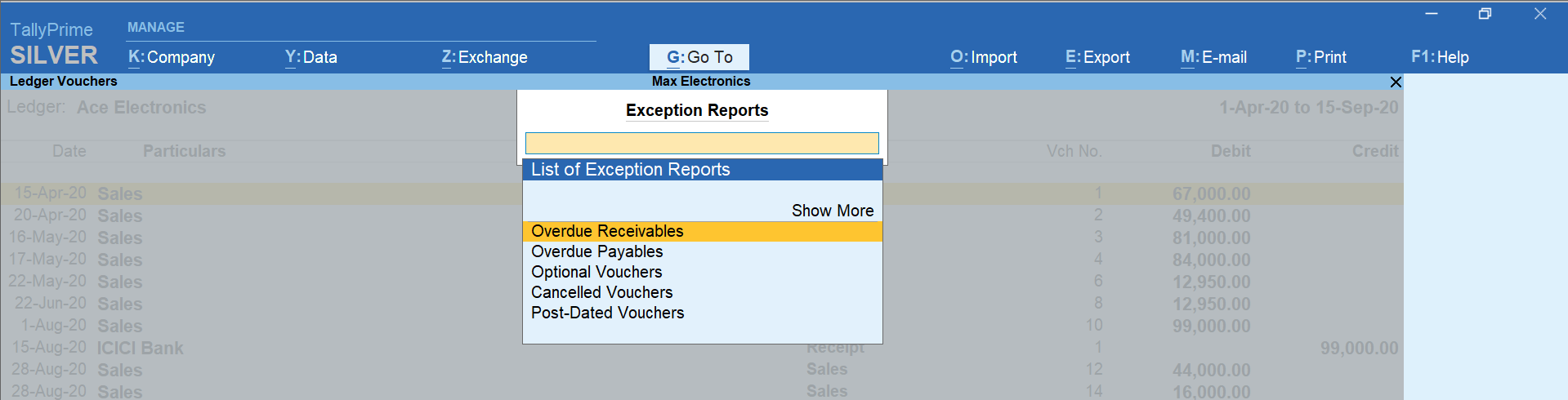 Exception Reports in TallyPrime