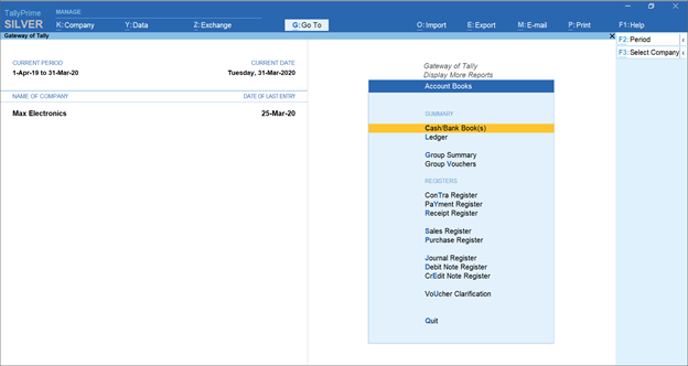 accounting reports in tallyprime