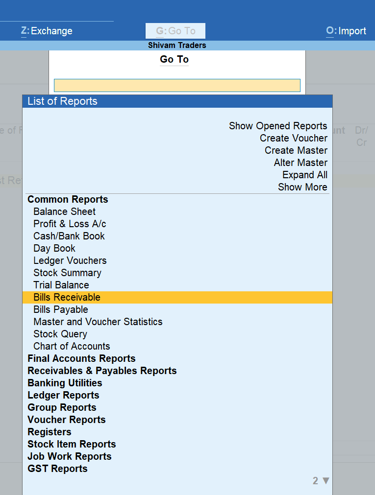 List of Reports in TallyPrime