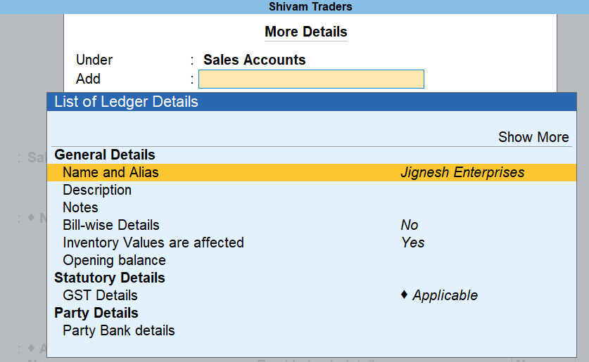 Advance options in TallyPrime Report.