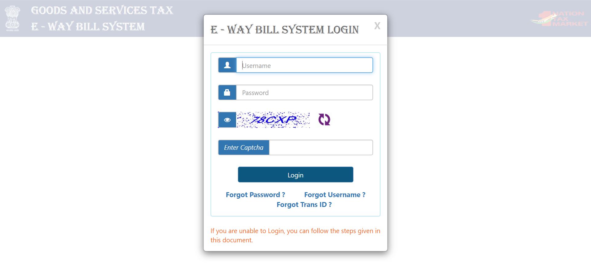 E-way bill login