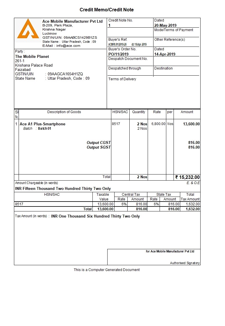 ar credit memo