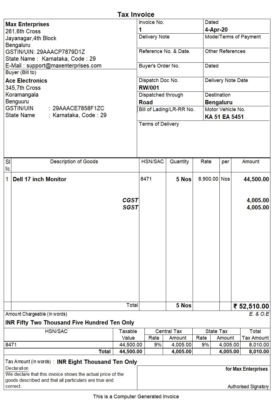 bill to meaning in invoice