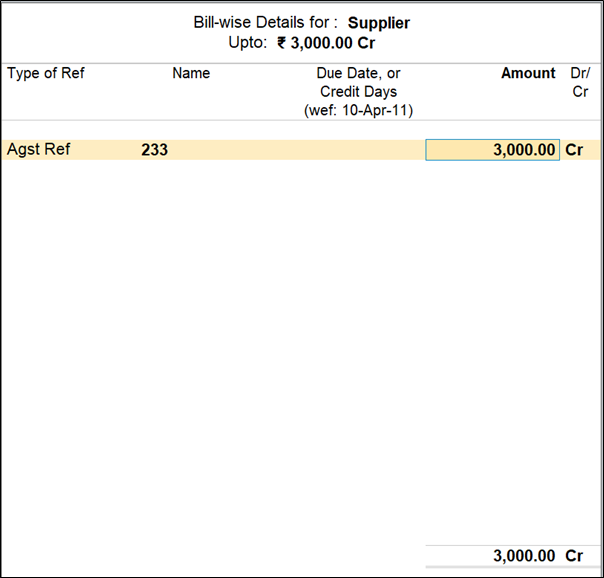 Bill-wise Details in TallyPrime