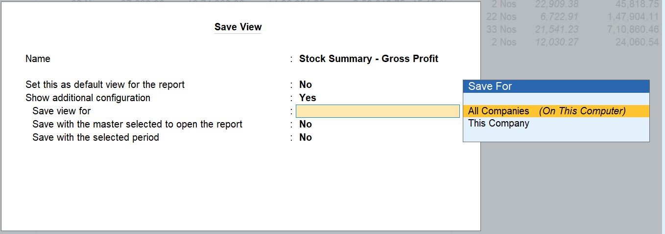 flexible save view in tallyprime 