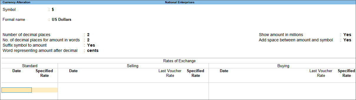 How to alter or delete a currency in TallyPrime