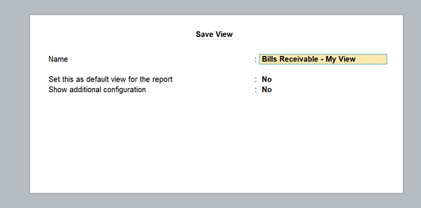 Personalised view of business report in TallyPrime