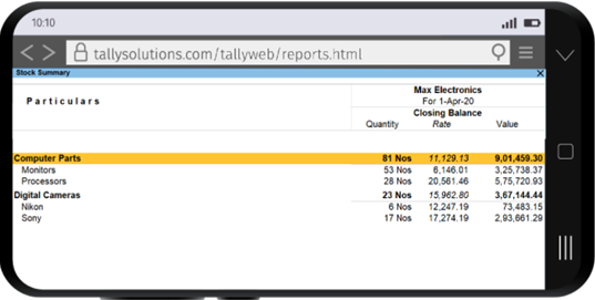 Business reports in TallyPrime