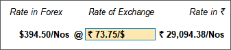 View rate of exchange for currency in TallyPrime
