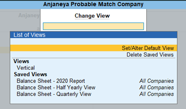 Change view in Tally report