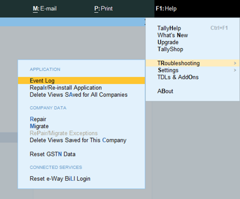 Delete view in Tally report