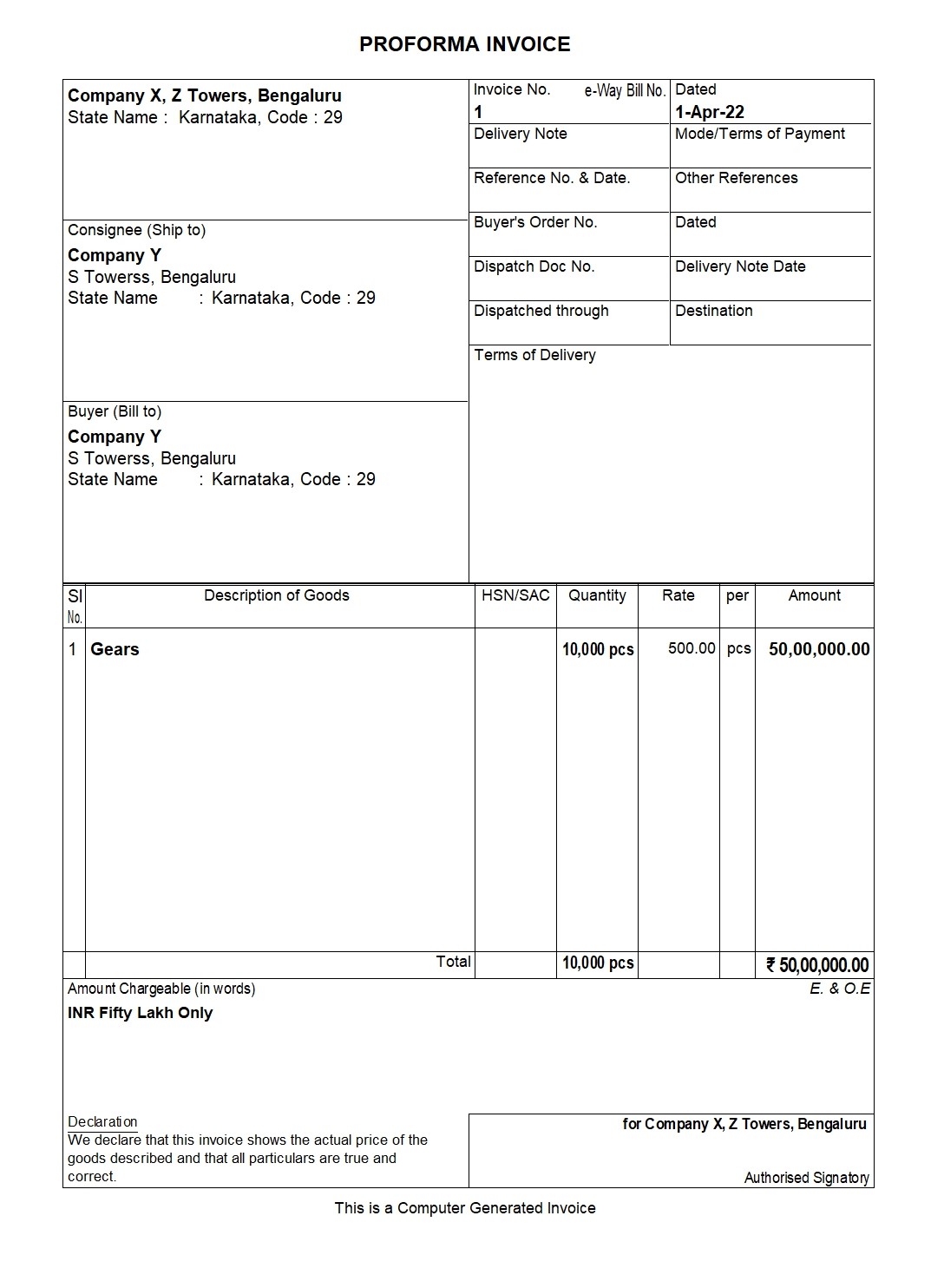 Proforma Invoice