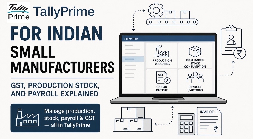 TallyPrime for Small Manufacturers: GST, Production Stock, and Payroll Explained