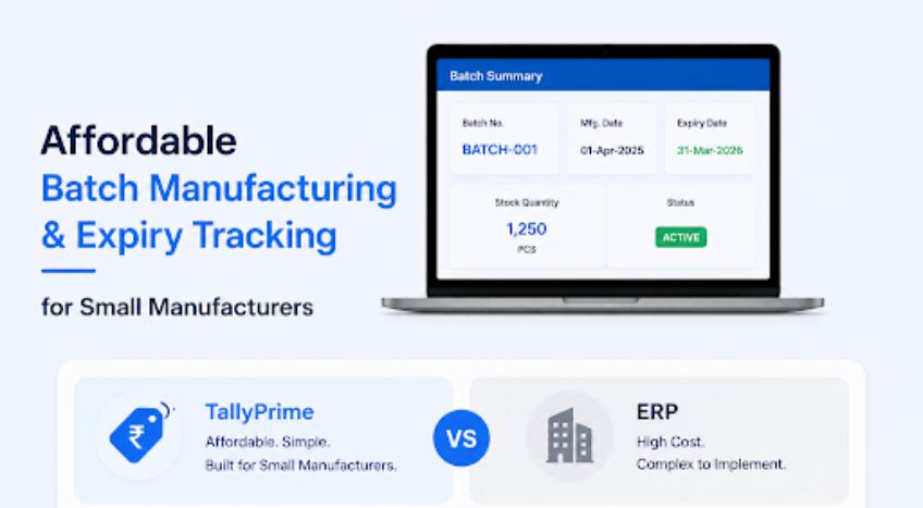 Affordable Batch Manufacturing and Expiry Tracking for Small Manufacturers: TallyPrime vs ERP
