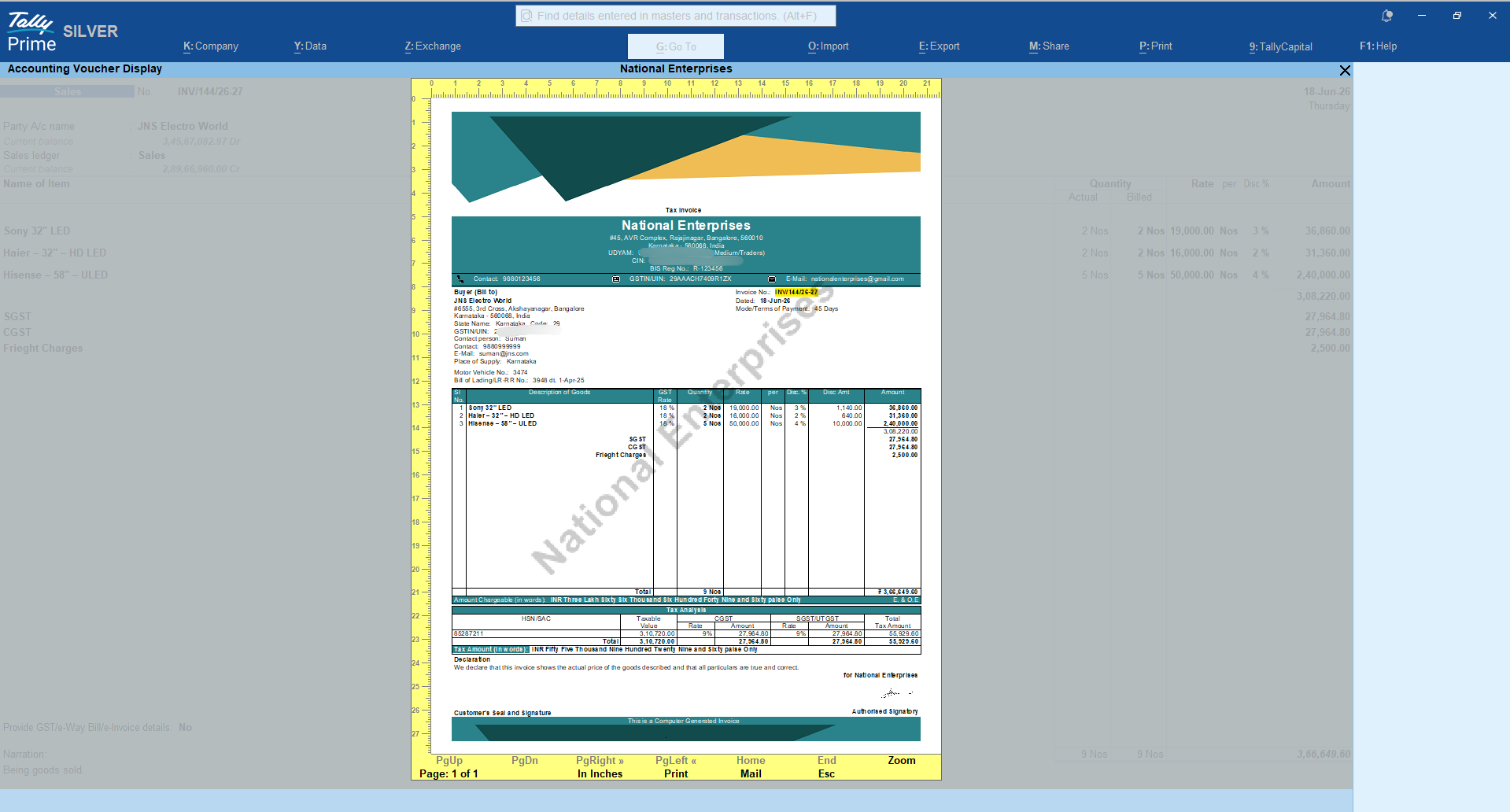 Invoice personalisation in TallyPrime