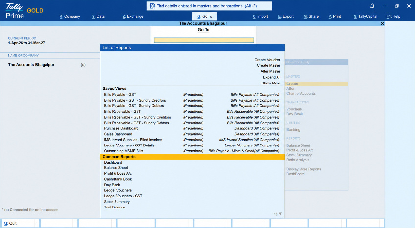 Tally Common Reports